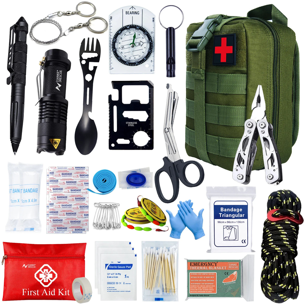 Tactical First Aid Kit in the Car Accessories Survival Kits Camping Equipment Medical Bag Self-Defense EDC Pouch IFAK