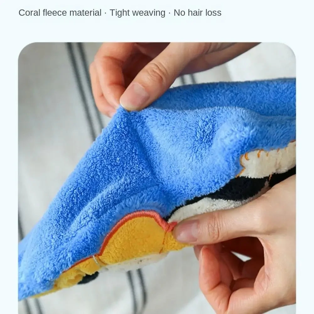 Cute Cat Hand Towel Coral Fleece Strong Water Absorption Bathroom Kerchief Thickened Hanging Style Washcloth Kitchen