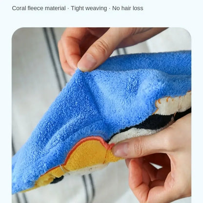 Cute Cat Hand Towel Coral Fleece Strong Water Absorption Bathroom Kerchief Thickened Hanging Style Washcloth Kitchen