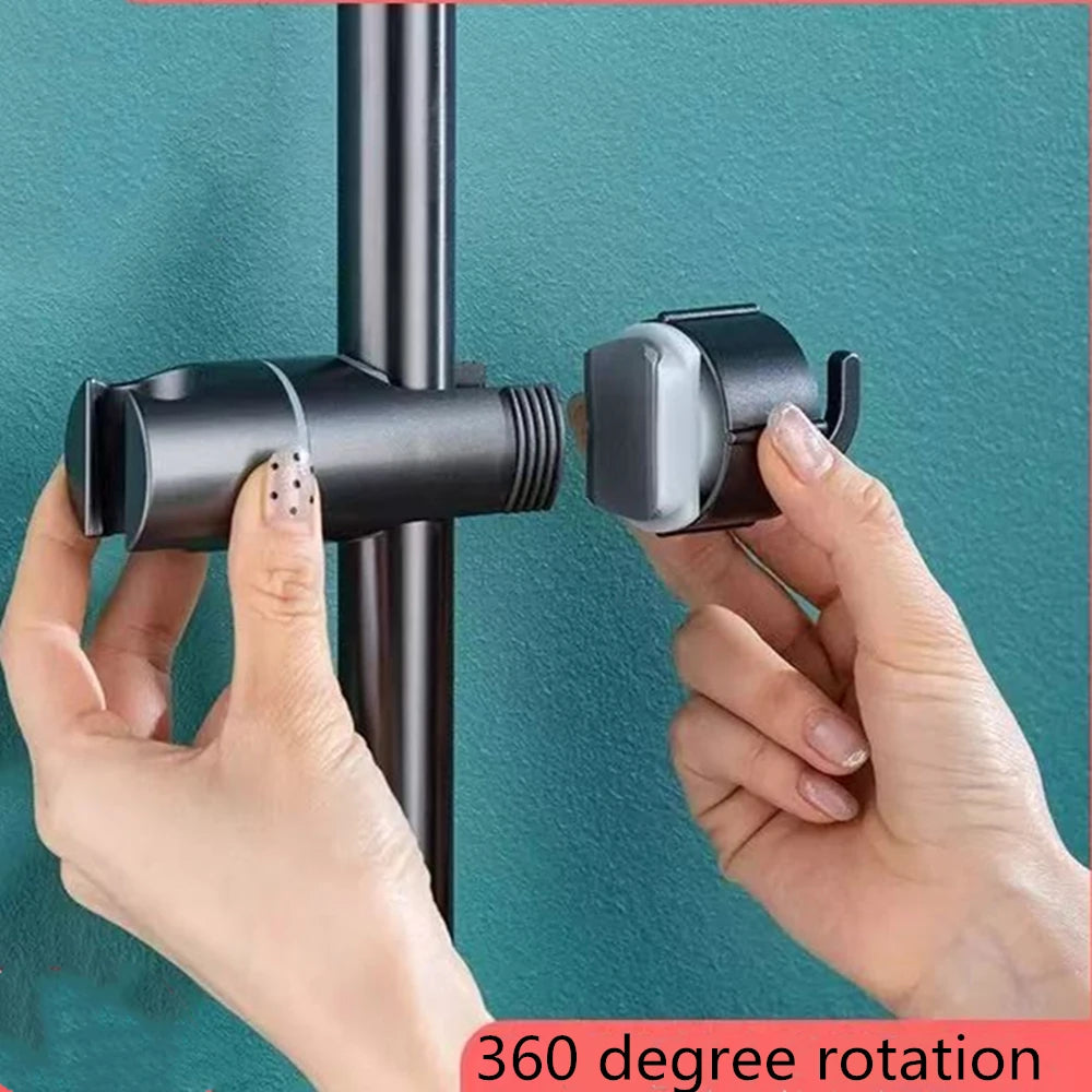 ABS Adjustable Shower Head Holder Shower Holder Clamp Showerhead Rail Slide Bracket Bathroom Accessories Rotation Hook Design