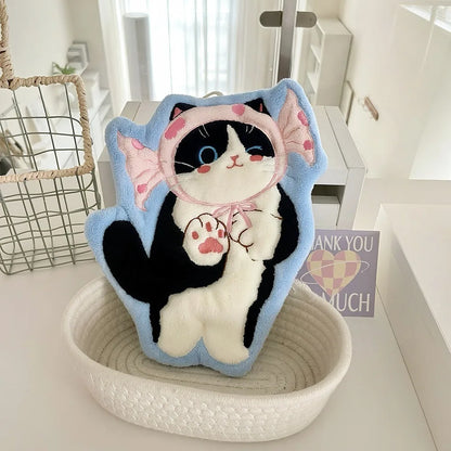 Cute Cat Hand Towel Coral Fleece Strong Water Absorption Bathroom Kerchief Thickened Hanging Style Washcloth Kitchen