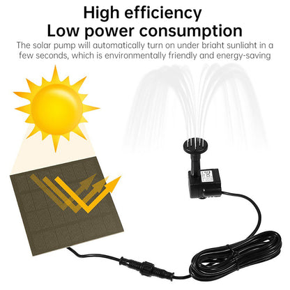 Solar-Powered Mini Fountain Pump – 200L/H Brushless Pump with 4 Spray Nozzles for Garden, Pond & Fish Tank
