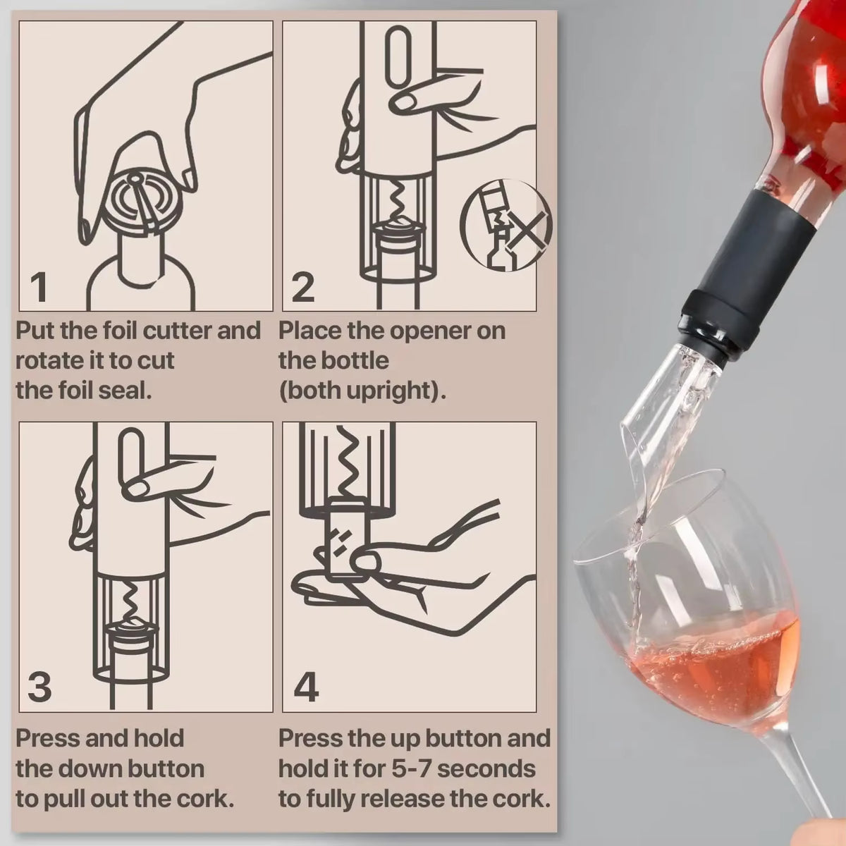 Electric Wine Bottle Opener Automatic Red Wine Corkscrew Rechargeable Wine Opener One-Click Button Wine Tools