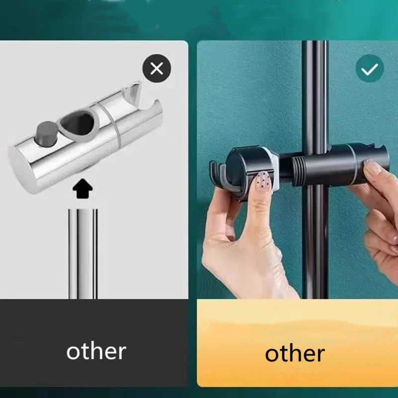 ABS Adjustable Shower Head Holder Shower Holder Clamp Showerhead Rail Slide Bracket Bathroom Accessories Rotation Hook Design