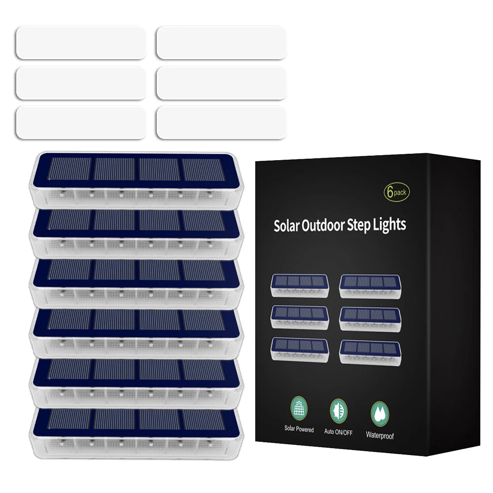 4 Pcs Solar Deck Lights LED Outdoor Lighting Garden Step Waterproof for Stairs Patio Pathway Yard Fence Wall Lamp