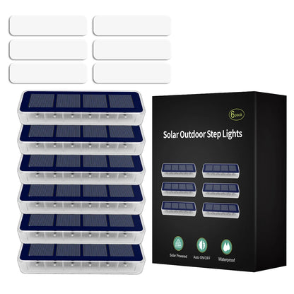 4 Pcs Solar Deck Lights LED Outdoor Lighting Garden Step Waterproof for Stairs Patio Pathway Yard Fence Wall Lamp
