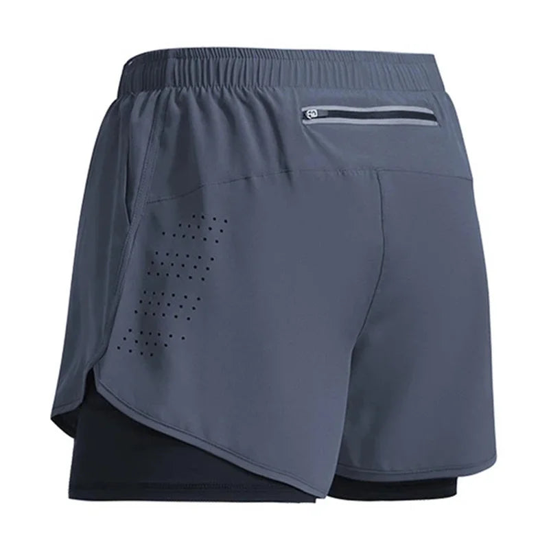 NEW Sport Shorts Men Sportswear 2 in 1 Short Pants Double-Deck Beach Bottoms Summer Gym Fitness Training Jogging Running Shorts