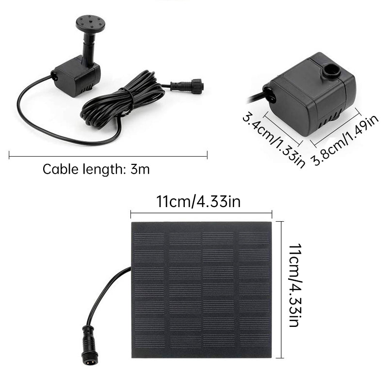 Solar-Powered Mini Fountain Pump – 200L/H Brushless Pump with 4 Spray Nozzles for Garden, Pond & Fish Tank