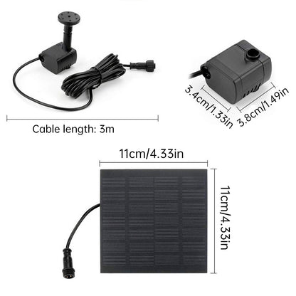 Solar-Powered Mini Fountain Pump – 200L/H Brushless Pump with 4 Spray Nozzles for Garden, Pond & Fish Tank