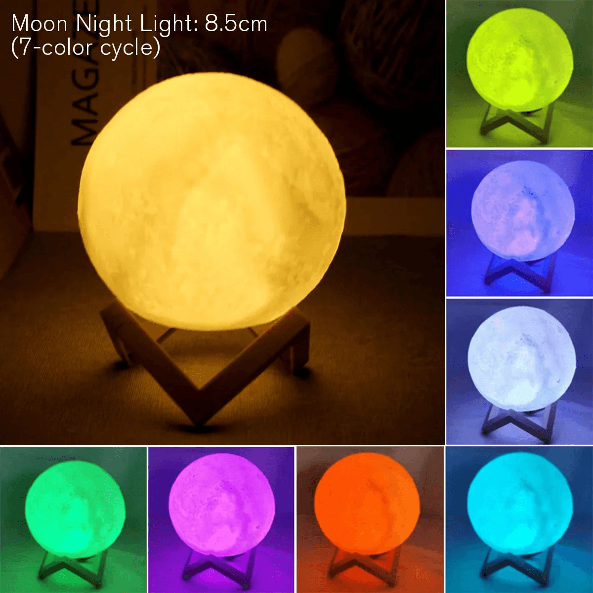 Starry Moon Lamp — LED Night Light with Stand for Bedroom Decor & Gifting