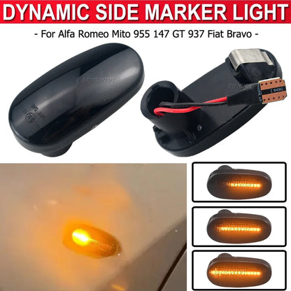 Dynamic LED Side Marker Fender Indicator Light for Alfa Romeo Mito 955 for Alfa Romeo Mito 147 Pre-Facelift GT 937 Fiat Bravo