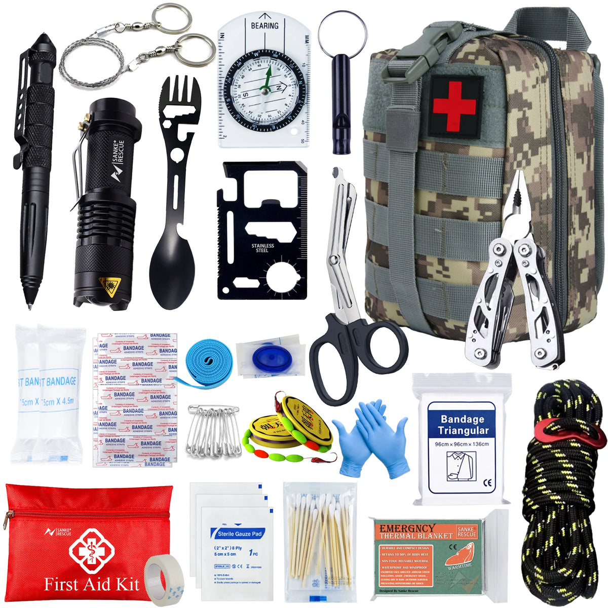 Tactical First Aid Kit in the Car Accessories Survival Kits Camping Equipment Medical Bag Self-Defense EDC Pouch IFAK