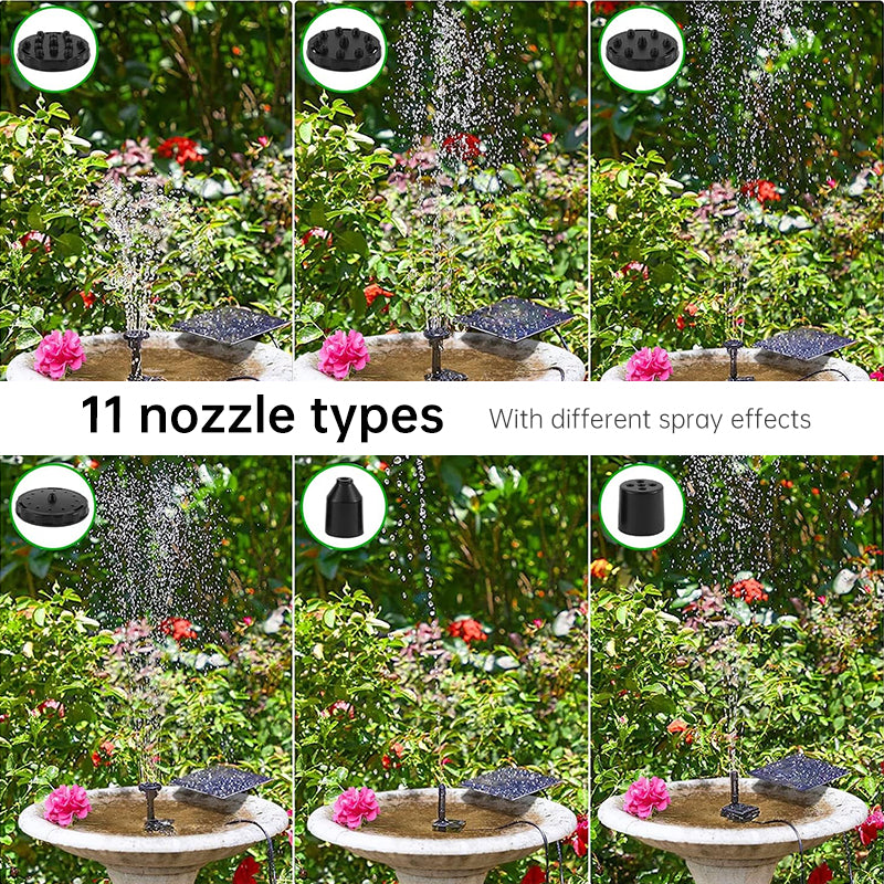 Solar-Powered Mini Fountain Pump – 200L/H Brushless Pump with 4 Spray Nozzles for Garden, Pond & Fish Tank