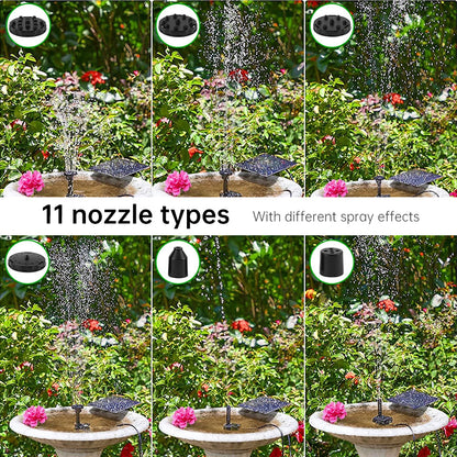 Solar-Powered Mini Fountain Pump – 200L/H Brushless Pump with 4 Spray Nozzles for Garden, Pond & Fish Tank
