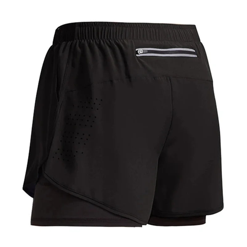 NEW Sport Shorts Men Sportswear 2 in 1 Short Pants Double-Deck Beach Bottoms Summer Gym Fitness Training Jogging Running Shorts