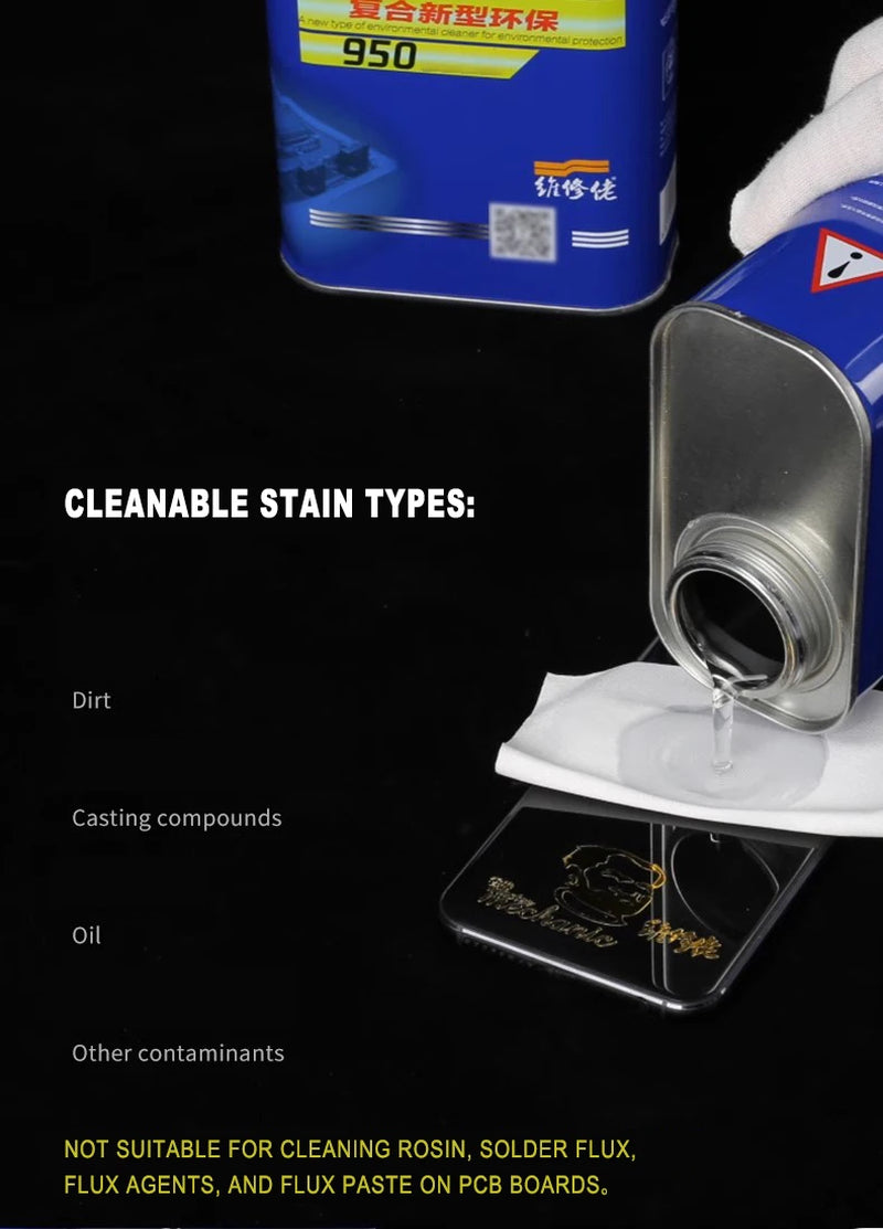 950 750G Soldering Flux Clean Liquid ,Phone PCB Board Repair Degreasing Oil Cleaning Agent Soldering Stain Remover