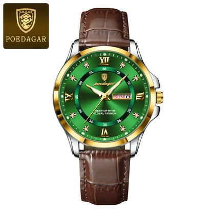 Fashion Man Watch Waterproof Luminous Date Week Business Men Watch High Quality Leather Men'S Quartz Wristwatches Reloj