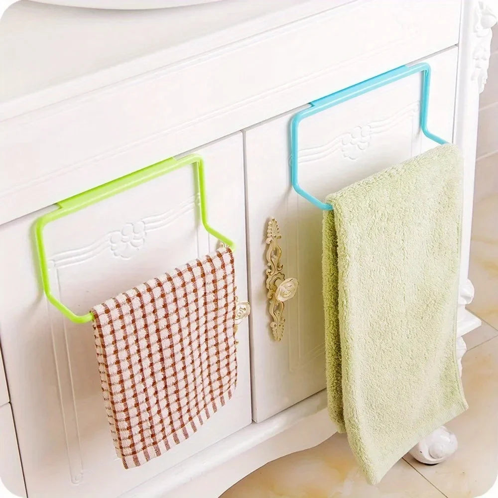 1 Plastic Hanging Storage Rack Towel Rack, Multifunctional Cabinet Door Back Storage Rack, Kitchen Storage Supplies