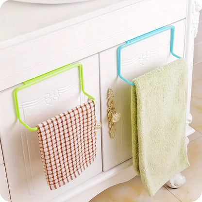 1 Plastic Hanging Storage Rack Towel Rack, Multifunctional Cabinet Door Back Storage Rack, Kitchen Storage Supplies