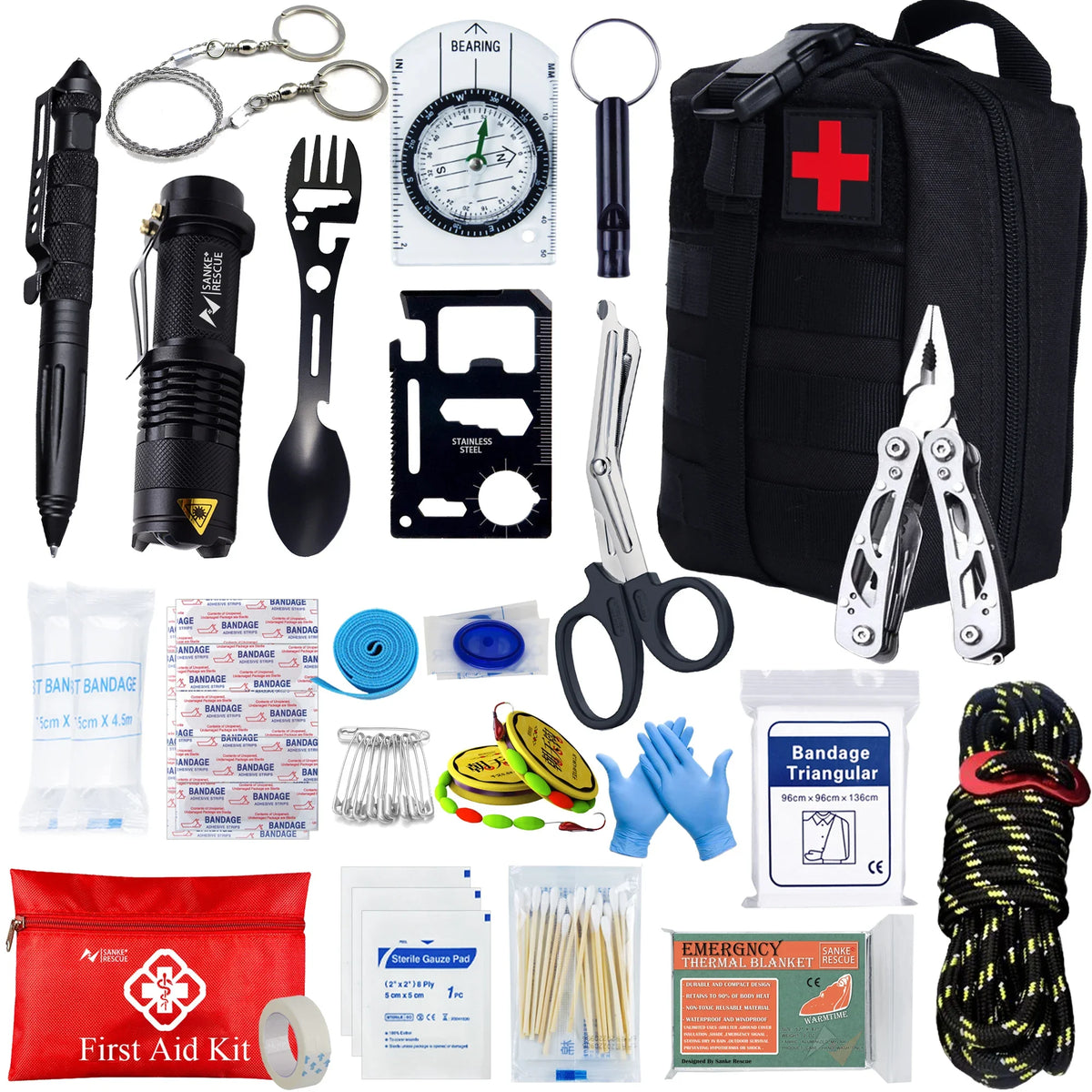 Tactical First Aid Kit in the Car Accessories Survival Kits Camping Equipment Medical Bag Self-Defense EDC Pouch IFAK