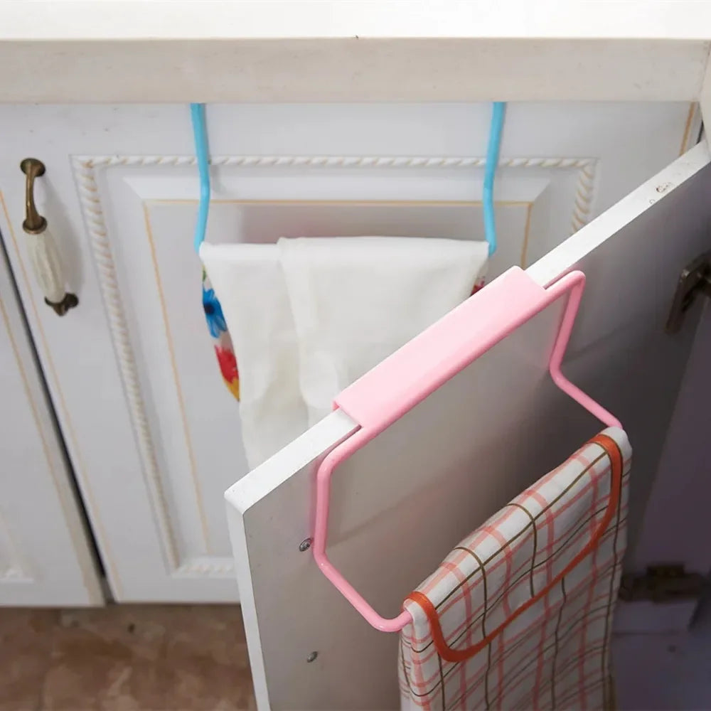 1 Plastic Hanging Storage Rack Towel Rack, Multifunctional Cabinet Door Back Storage Rack, Kitchen Storage Supplies