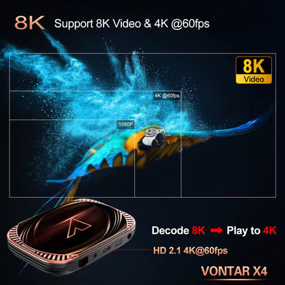 X4 Amlogic S905X4 Smart TV Box Android 11 4GB 128GB 32GB 64GB Wifi BT AV1 Media Player TV Box 4K 1000M Set Top Box