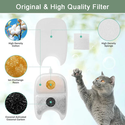 6/12/18/24Pcs Pet Water Dispenser Filter Cat Water Fountain Filter Drinking Fountain Filter Cycle Filtering Easy to Clean