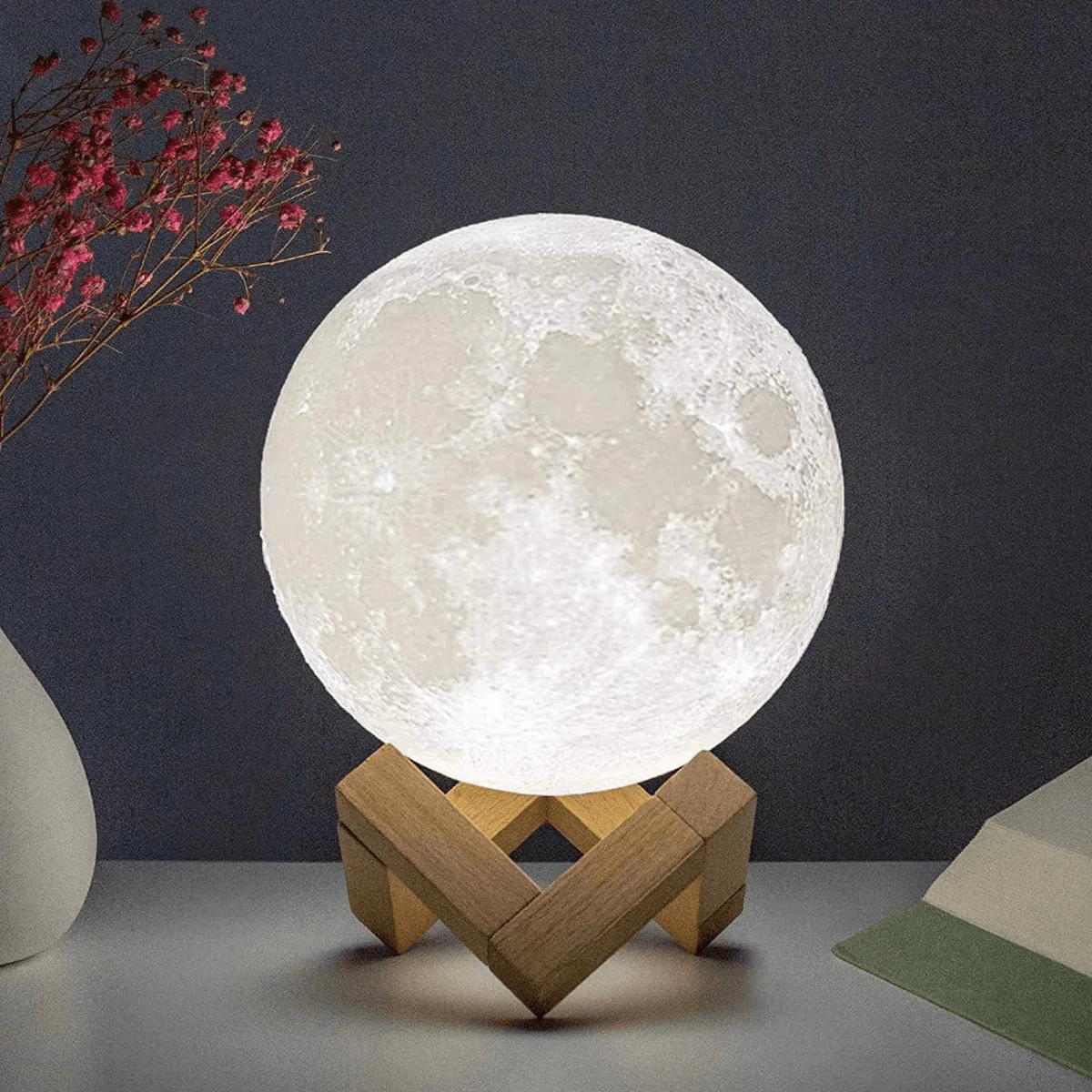Starry Moon Lamp — LED Night Light with Stand for Bedroom Decor & Gifting
