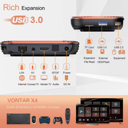 X4 Amlogic S905X4 Smart TV Box Android 11 4GB 128GB 32GB 64GB Wifi BT AV1 Media Player TV Box 4K 1000M Set Top Box