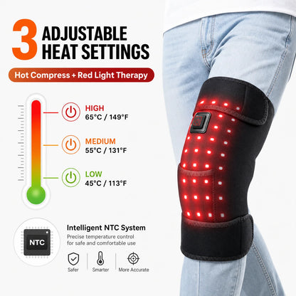 660Nm Red Light Knee Wrap 36 LED Heated Knee Brace 3 Levels Hot Compress USB Electric Knee Pad,For Leg Joint & Elbow Discomfort