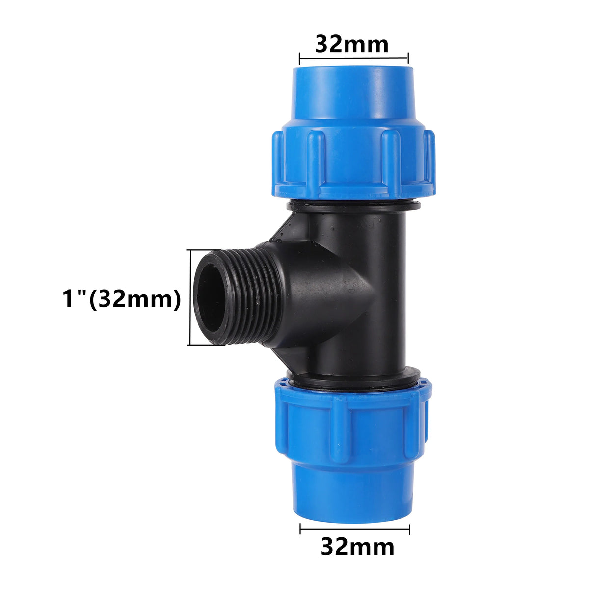1Pc 1/2" 3/4" 1" to 20Mm 25Mm 32Mm PE Pipe Locked Tee Garden Micro-Irrigation Sprinkler Irrigation PE Pipe Quick Connection Tee