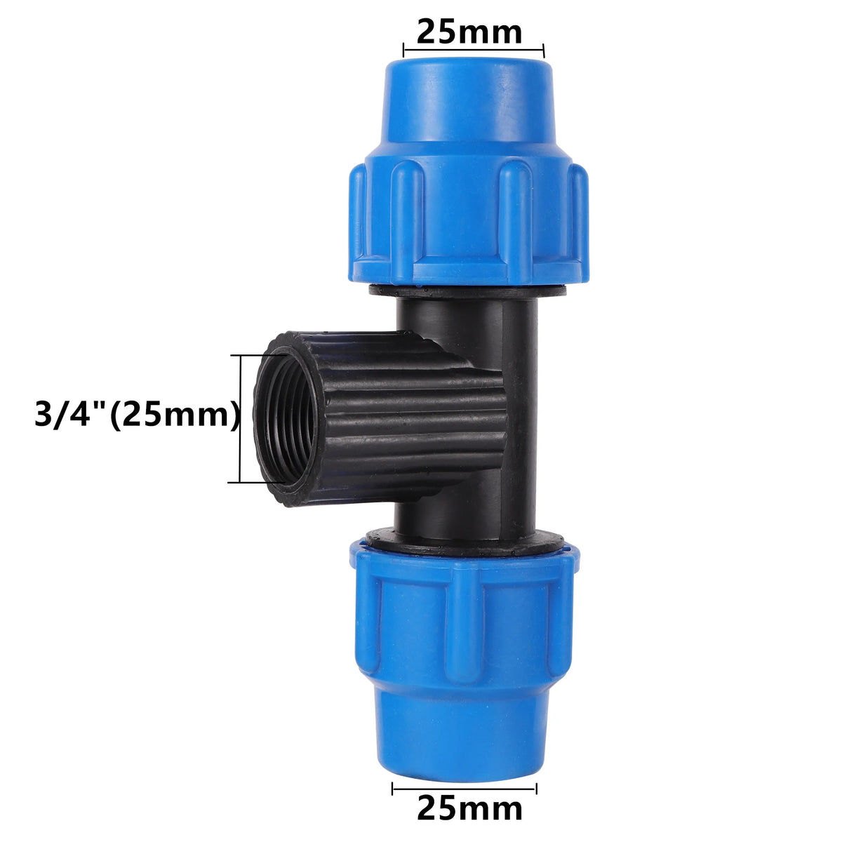 1Pc 1/2" 3/4" 1" to 20Mm 25Mm 32Mm PE Pipe Locked Tee Garden Micro-Irrigation Sprinkler Irrigation PE Pipe Quick Connection Tee