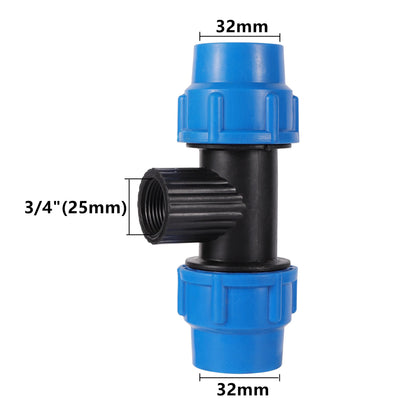 1Pc 1/2" 3/4" 1" to 20Mm 25Mm 32Mm PE Pipe Locked Tee Garden Micro-Irrigation Sprinkler Irrigation PE Pipe Quick Connection Tee