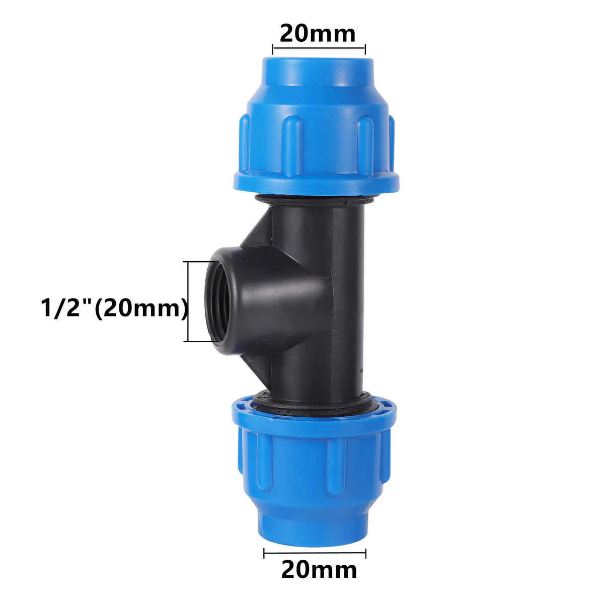 1Pc 1/2" 3/4" 1" to 20Mm 25Mm 32Mm PE Pipe Locked Tee Garden Micro-Irrigation Sprinkler Irrigation PE Pipe Quick Connection Tee