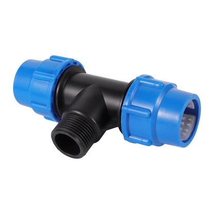 1Pc 1/2" 3/4" 1" to 20Mm 25Mm 32Mm PE Pipe Locked Tee Garden Micro-Irrigation Sprinkler Irrigation PE Pipe Quick Connection Tee