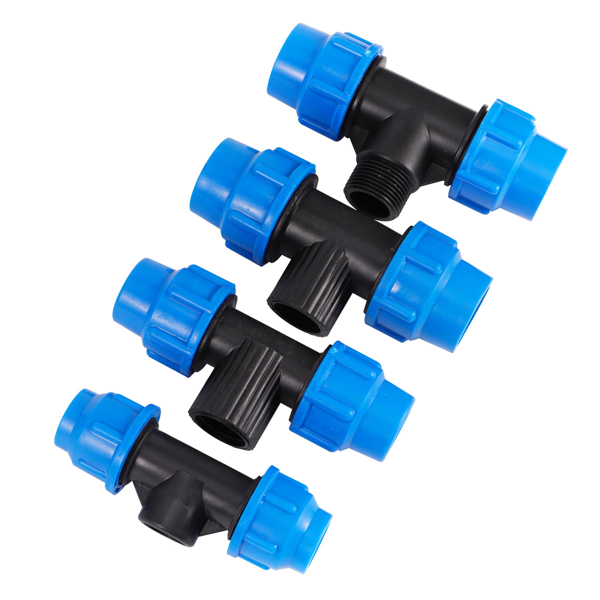 1Pc 1/2" 3/4" 1" to 20Mm 25Mm 32Mm PE Pipe Locked Tee Garden Micro-Irrigation Sprinkler Irrigation PE Pipe Quick Connection Tee