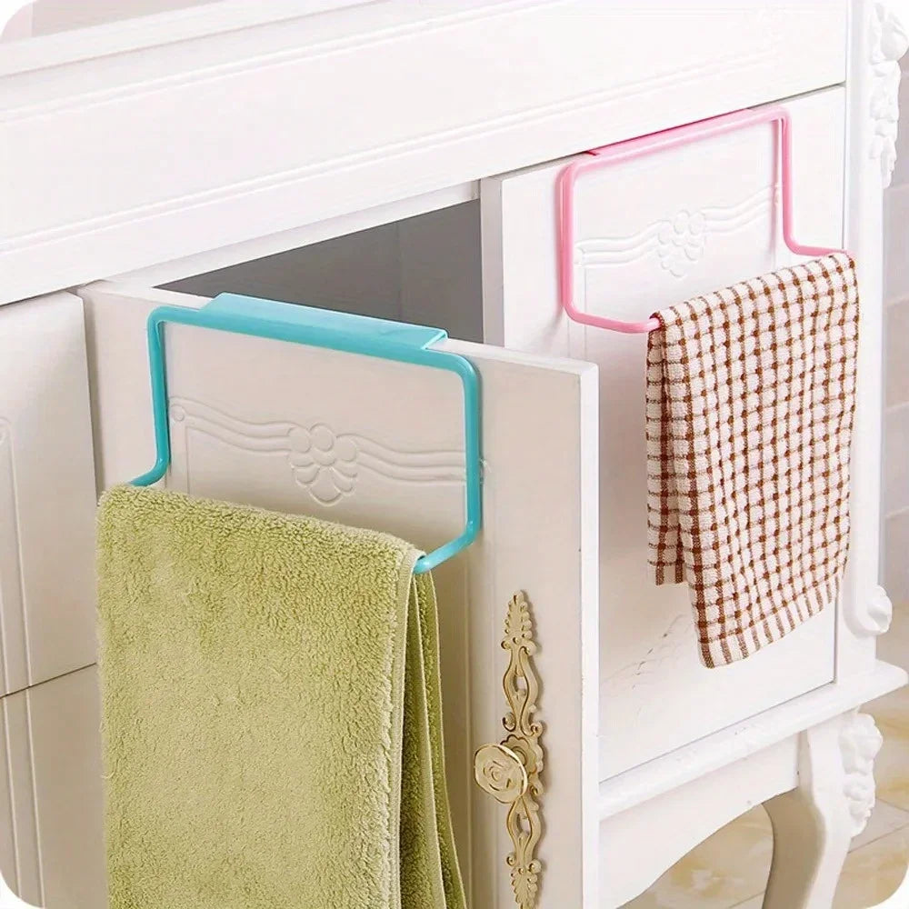 1 Plastic Hanging Storage Rack Towel Rack, Multifunctional Cabinet Door Back Storage Rack, Kitchen Storage Supplies