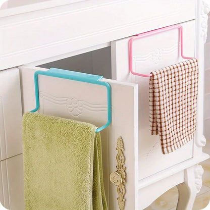 1 Plastic Hanging Storage Rack Towel Rack, Multifunctional Cabinet Door Back Storage Rack, Kitchen Storage Supplies