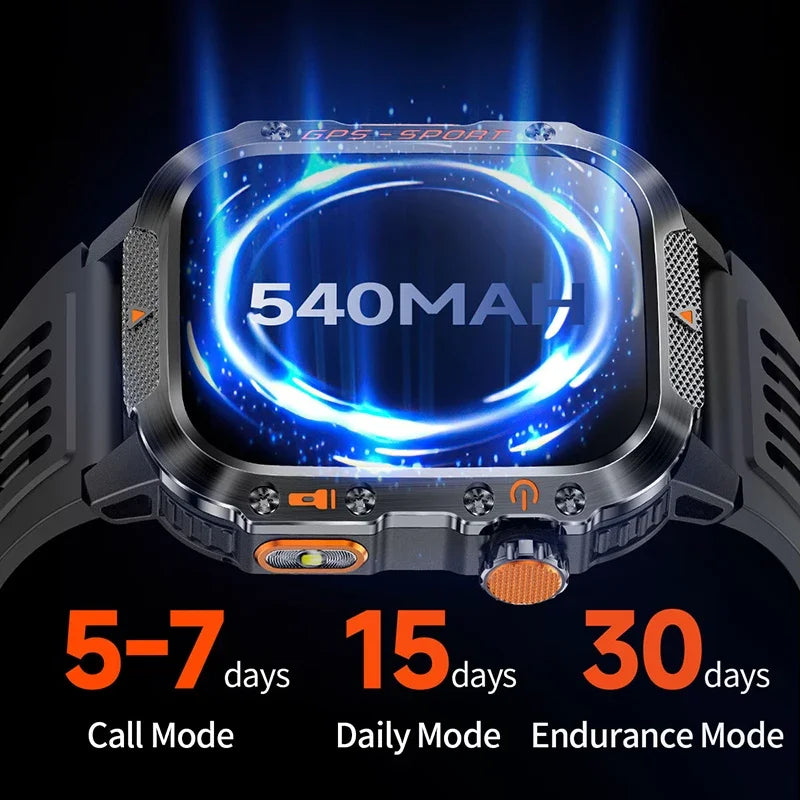 2026 NEW Military GPS Smartwatch Flashlight Wireless Call Wrist Watches 3ATM Waterproof Sports Smart Watch for Men Women Android