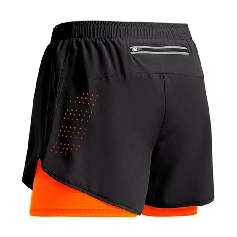 NEW Sport Shorts Men Sportswear 2 in 1 Short Pants Double-Deck Beach Bottoms Summer Gym Fitness Training Jogging Running Shorts