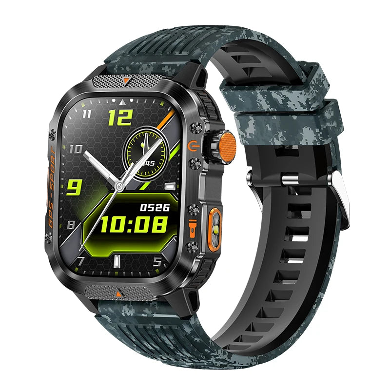 2026 NEW Military GPS Smartwatch Flashlight Wireless Call Wrist Watches 3ATM Waterproof Sports Smart Watch for Men Women Android