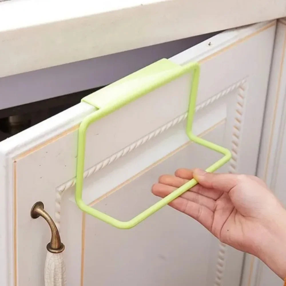 1 Plastic Hanging Storage Rack Towel Rack, Multifunctional Cabinet Door Back Storage Rack, Kitchen Storage Supplies
