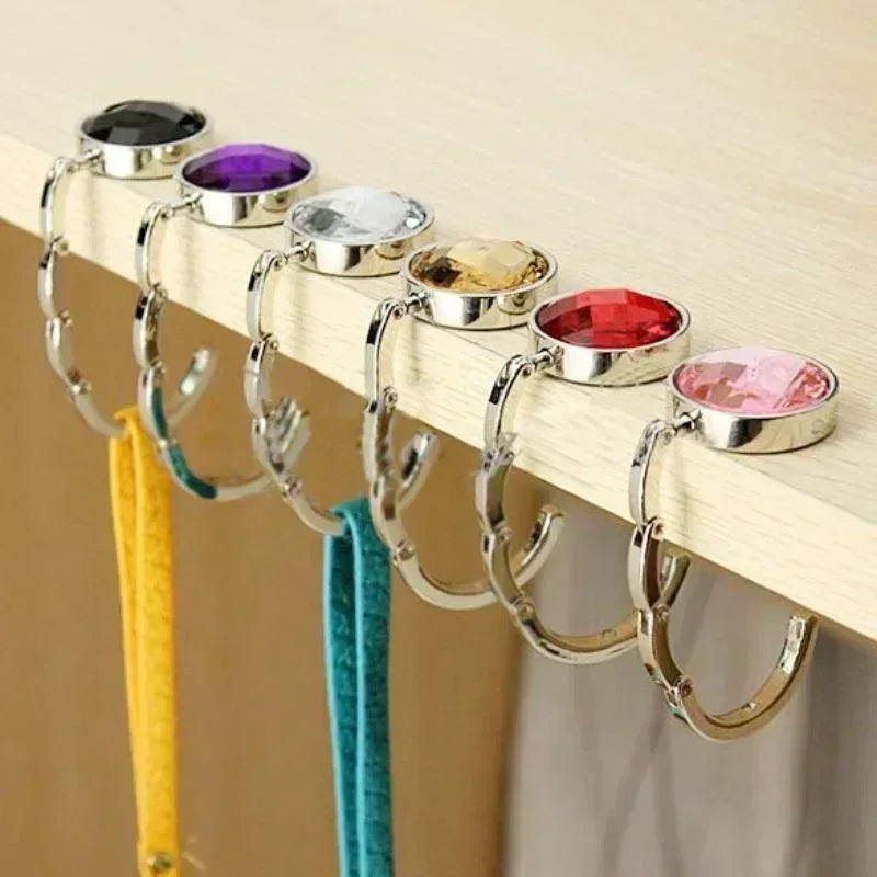 Table Bag Holder Handbag Foldable Bag Hook Purse Table Hanger Holder Alloy Fashion Crystal Rhinestone
