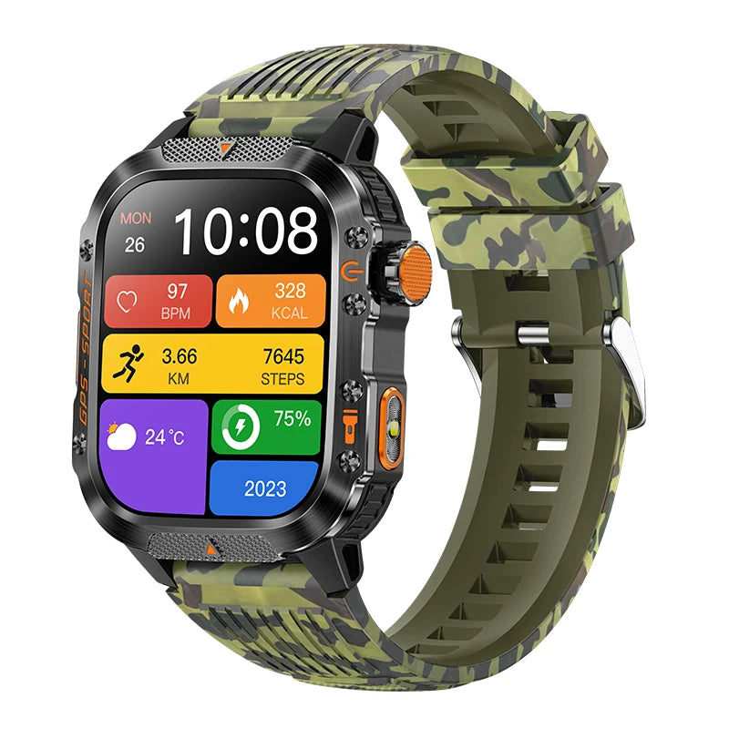 2026 NEW Military GPS Smartwatch Flashlight Wireless Call Wrist Watches 3ATM Waterproof Sports Smart Watch for Men Women Android