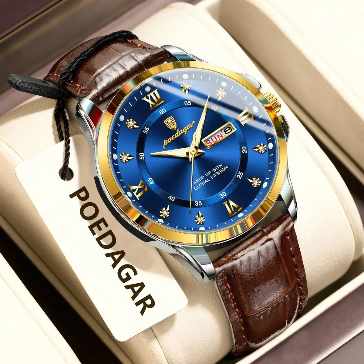 Fashion Man Watch Waterproof Luminous Date Week Business Men Watch High Quality Leather Men'S Quartz Wristwatches Reloj