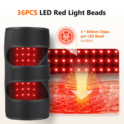 660Nm Red Light Knee Wrap 36 LED Heated Knee Brace 3 Levels Hot Compress USB Electric Knee Pad,For Leg Joint & Elbow Discomfort