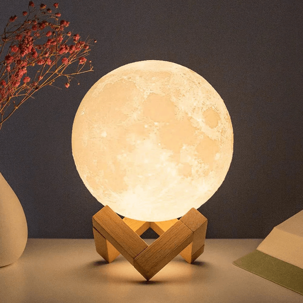 Starry Moon Lamp — LED Night Light with Stand for Bedroom Decor & Gifting