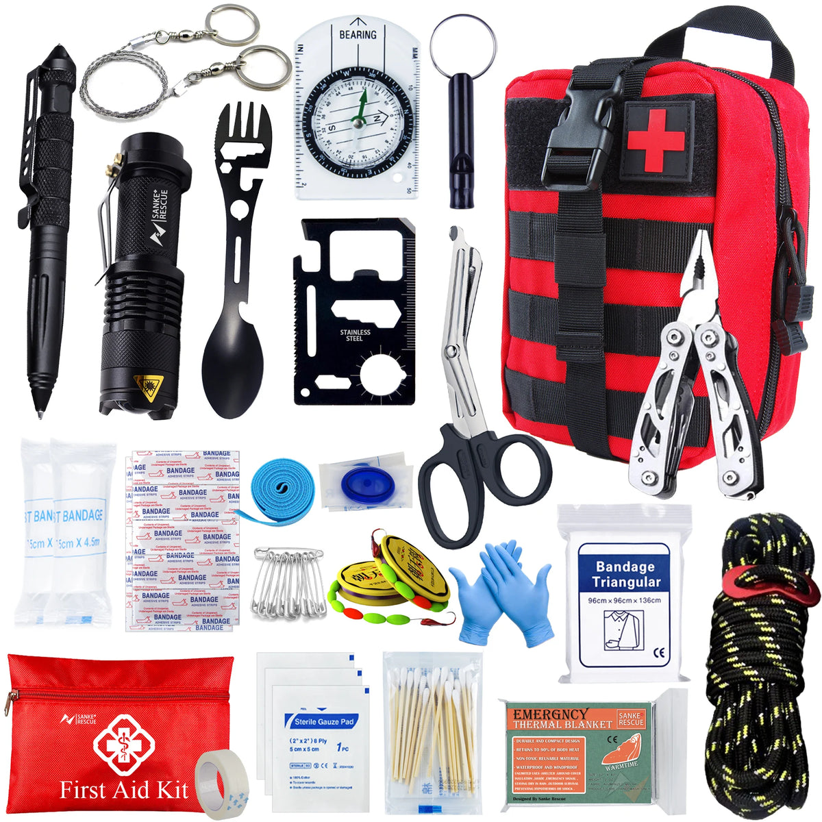 Tactical First Aid Kit in the Car Accessories Survival Kits Camping Equipment Medical Bag Self-Defense EDC Pouch IFAK