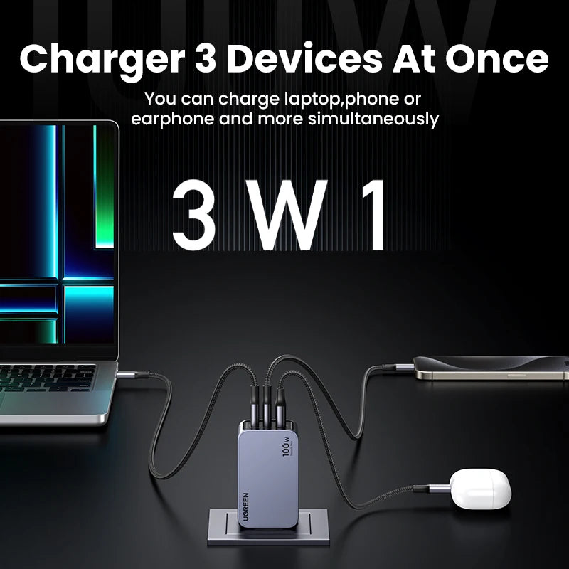 100W Gan Charger USB C Charger QC4.0 3.0 Quick Charge for Macbook Laptop Tablet PD Fast Charger for Iphone 18 17 16 Pro