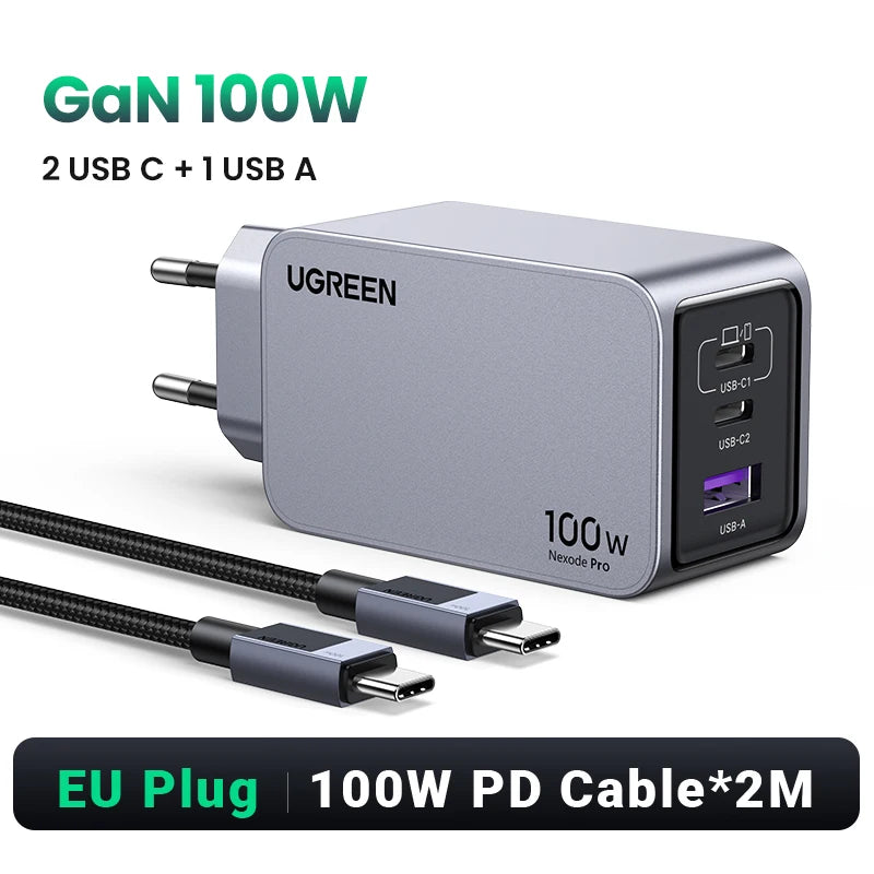 100W Gan Charger USB C Charger QC4.0 3.0 Quick Charge for Macbook Laptop Tablet PD Fast Charger for Iphone 18 17 16 Pro